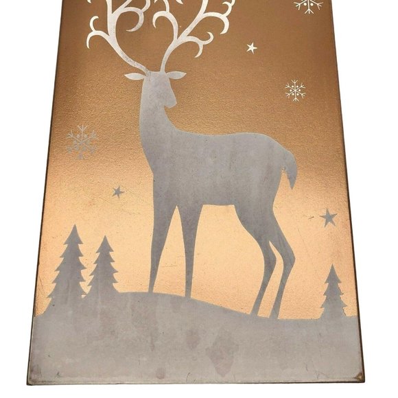 Christmas All is Calm All is Bright with Deer Box Sign Snow Rectangular Wooden - Picture 3 of 7